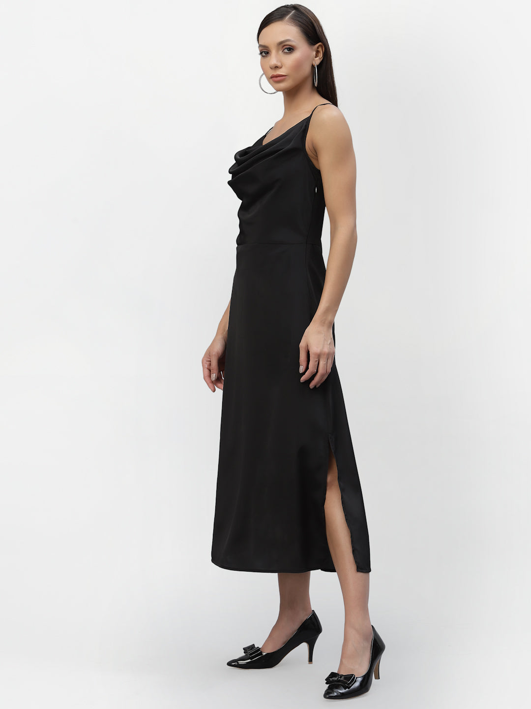 SATIN COWL NEACK DRESS