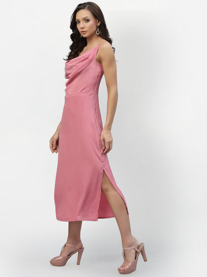 SATIN COWL NECK DRESS