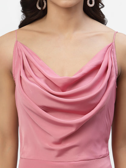 SATIN COWL NECK DRESS