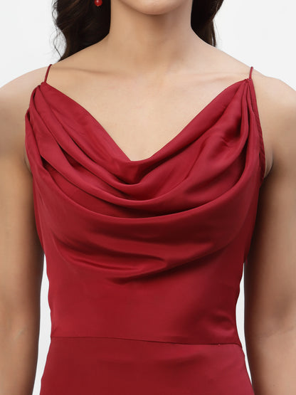 SATIN COWL NECK DRESS