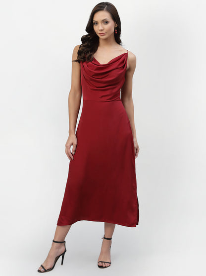 SATIN COWL NECK DRESS