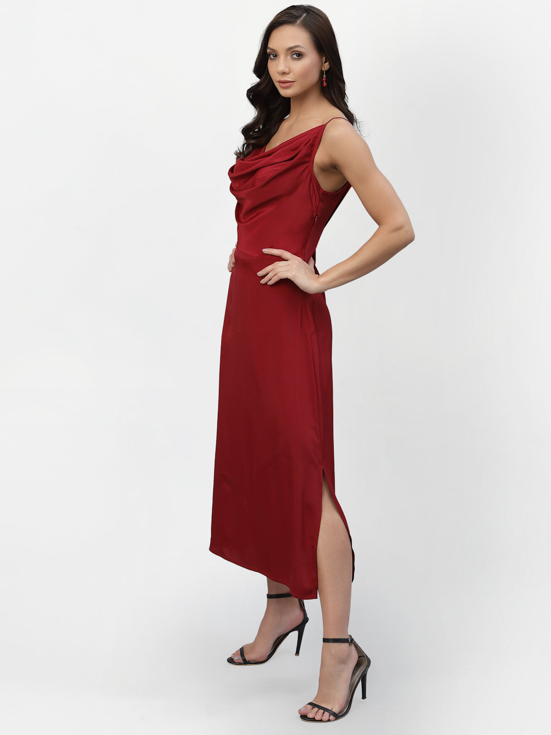 SATIN COWL NEACK DRESS