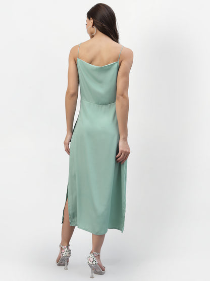 SATIN COWL NECK DRESS