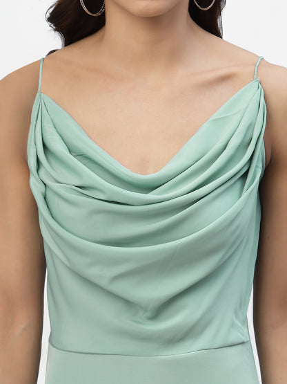 SATIN COWL NECK DRESS