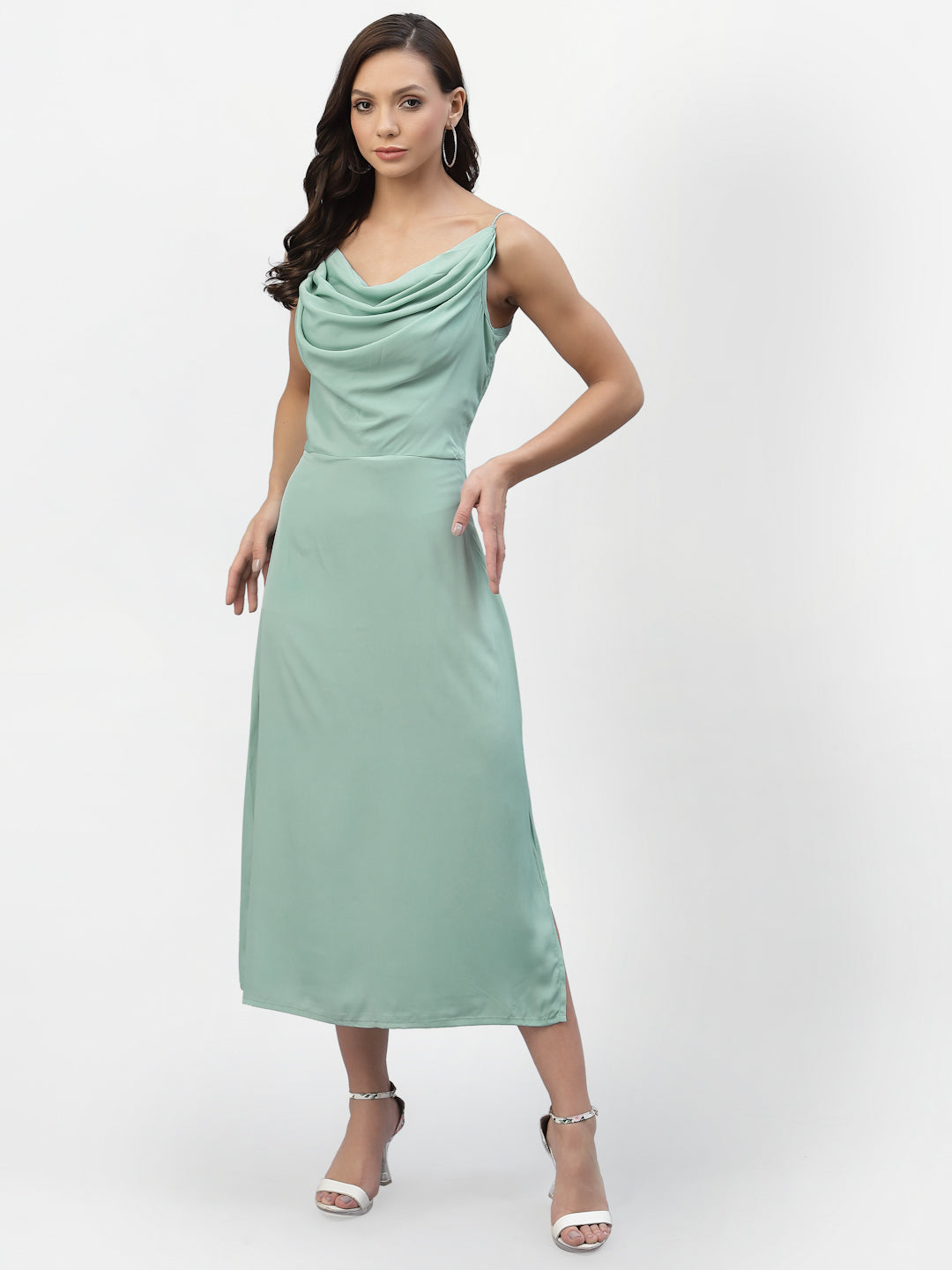 SATIN COWL NEACK DRESS