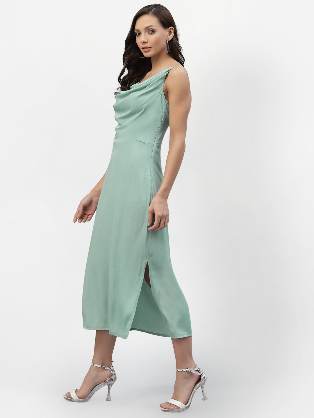 SATIN COWL NEACK DRESS