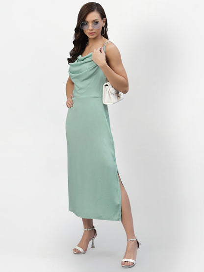 SATIN COWL NECK DRESS