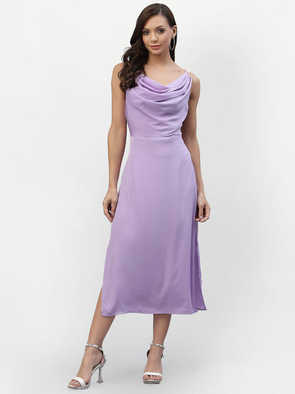 SATIN COWL NECK DRESS