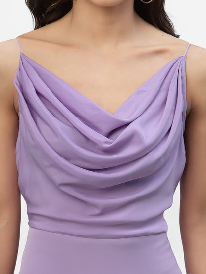 SATIN COWL NECK DRESS