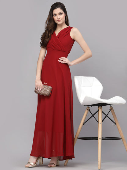 V-Neck Fit & Flare Dress