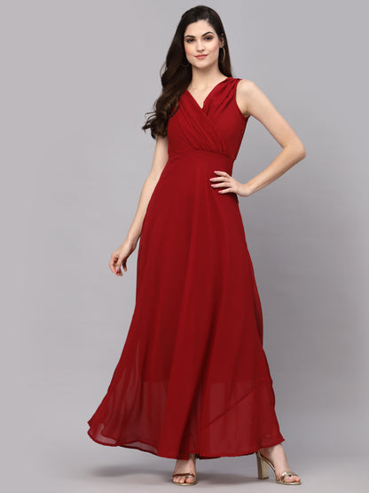V-Neck Fit & Flare Dress