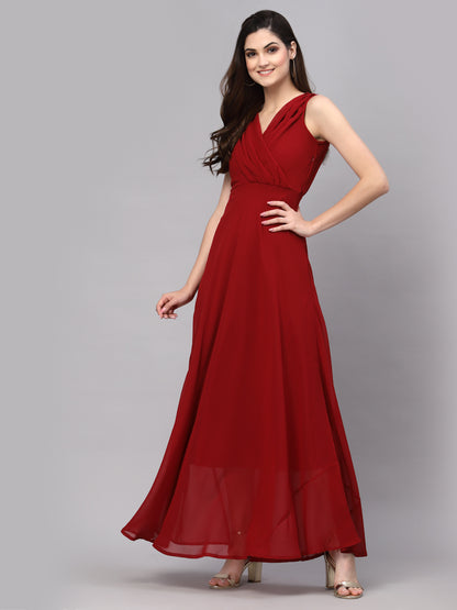 V-Neck Fit & Flare Dress