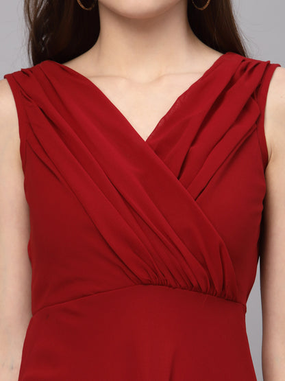 V-Neck Fit & Flare Dress
