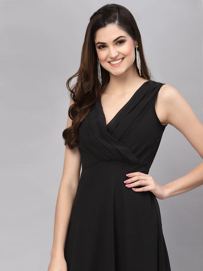 V-Neck Fit & Flare Dress