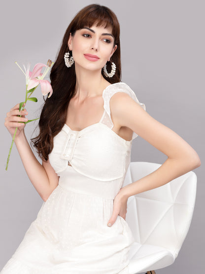 Aayu Women Dobby Buckle Dress