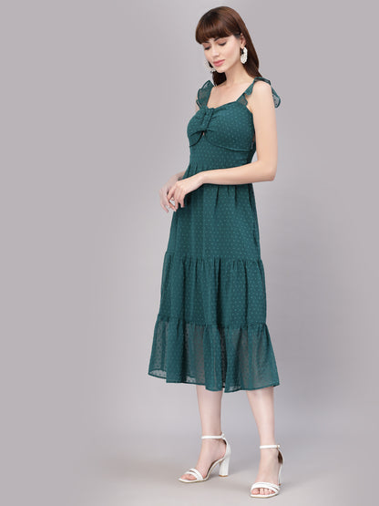 Aayu Women Dobby Buckle Dress
