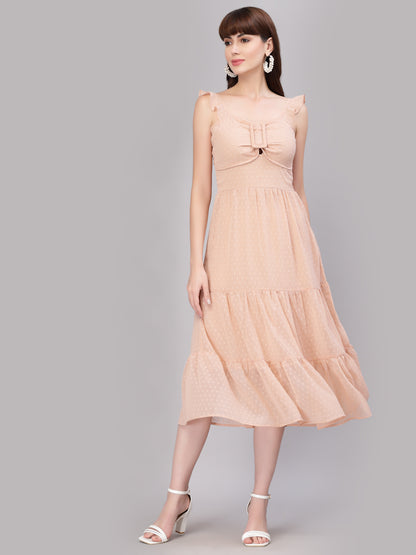 Aayu Women Dobby Buckle Dress