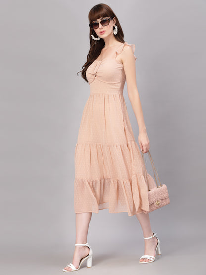 Aayu Women Dobby Buckle Dress