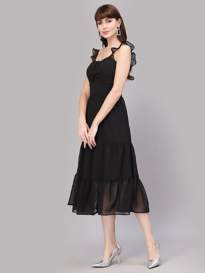 Aayu Women Dobby Buckle Dress