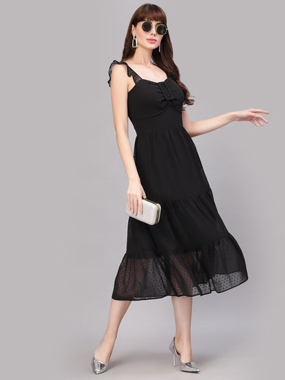 Aayu Women Dobby Buckle Dress