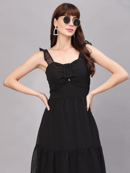 Aayu Women Dobby Buckle Dress