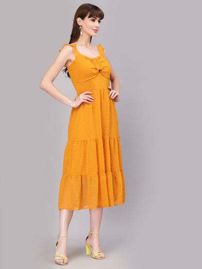 Aayu Women Dobby Buckle Dress