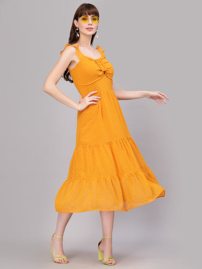 Aayu Women Dobby Buckle Dress