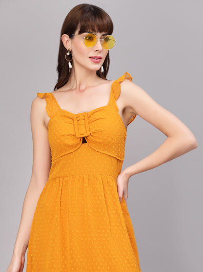 Aayu Women Dobby Buckle Dress