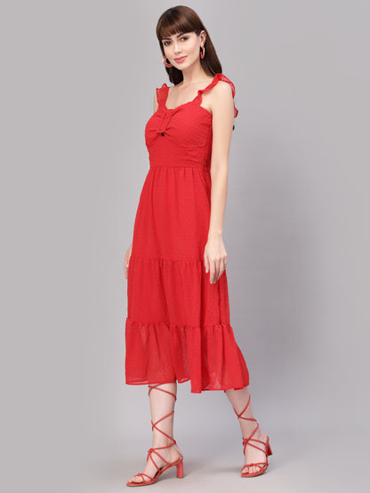 Aayu Women Dobby Buckle Dress