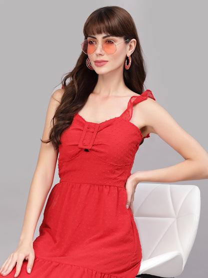 Aayu Women Dobby Buckle Dress