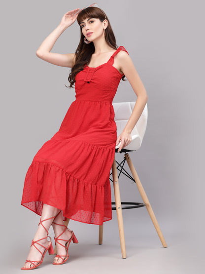 Aayu Women Dobby Buckle Dress